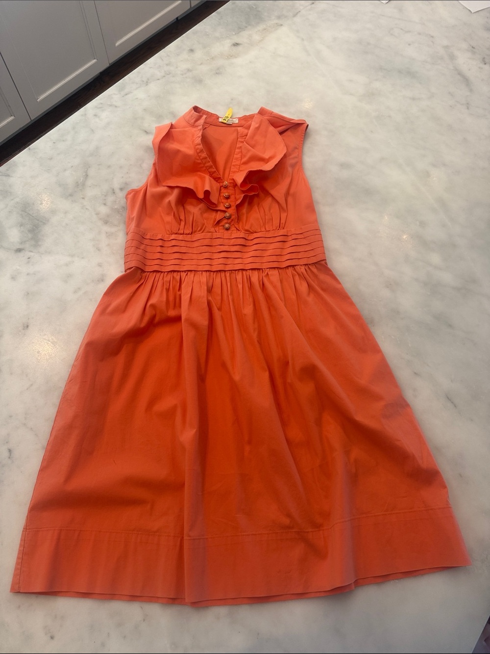 Women's Orange Ruffle-Front Dress